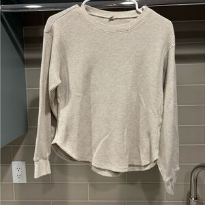 Uniqlo Cream Cropped Thermal Long Sleeve Shirt Size XS